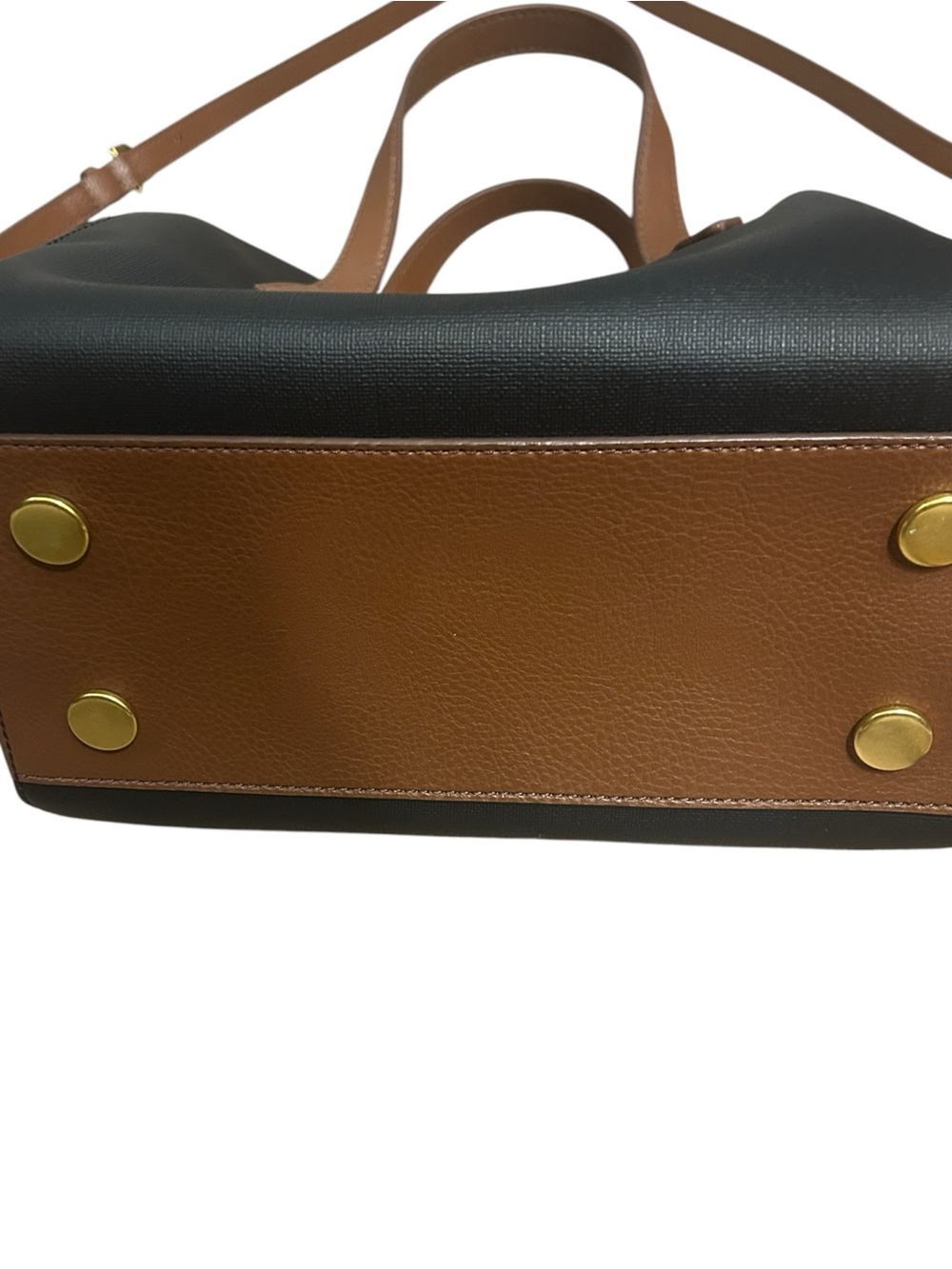 Fossil Black & Brown Leather Satchel Crossbody Bag Zip Top Dual Handle Purse - Picture 6 of 6